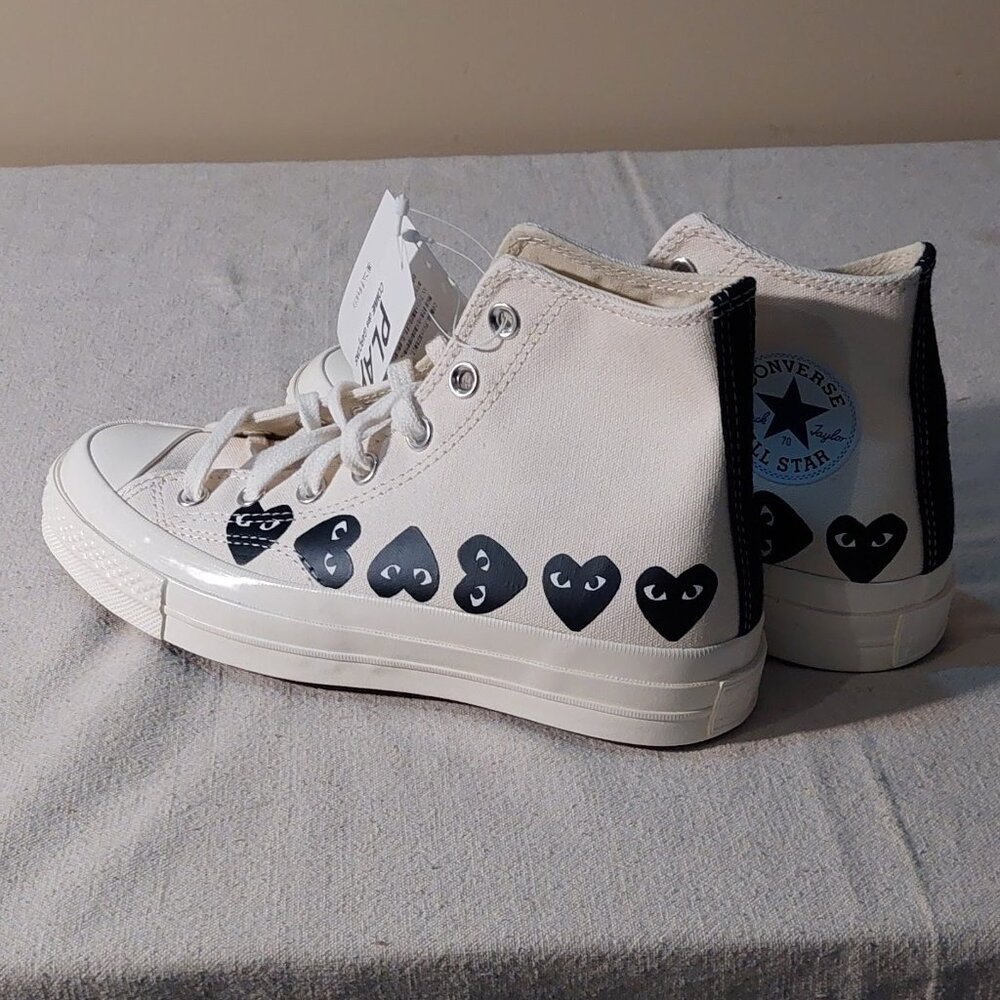 Converse x PLAY Comme des Garçons Chuck 70 Milk/Black Multi Heart Size: 8 - Picture 7 of 12